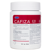 Load image into Gallery viewer, Urnex Cafiza Espresso Machine Cleaner Tablets E31, 100 Tablet Jar